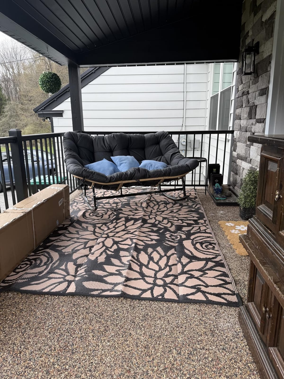 NICESOUL Oversized Double Rocking Papasan Chair with Thick Cushion, 2 Person Big Wicker Outdoor Comfy Recliner customer photo 2