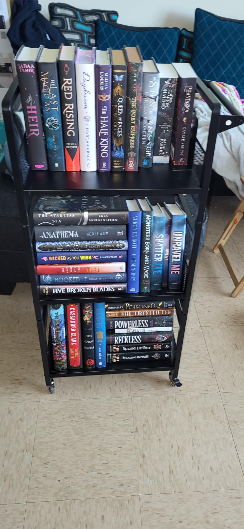 UMDONX Heavy Duty Double-Sided Book Cart with Silent Wheels and 3 Magnetic Shelves, Suitable for Home, Office, Library, and School customer photo 1