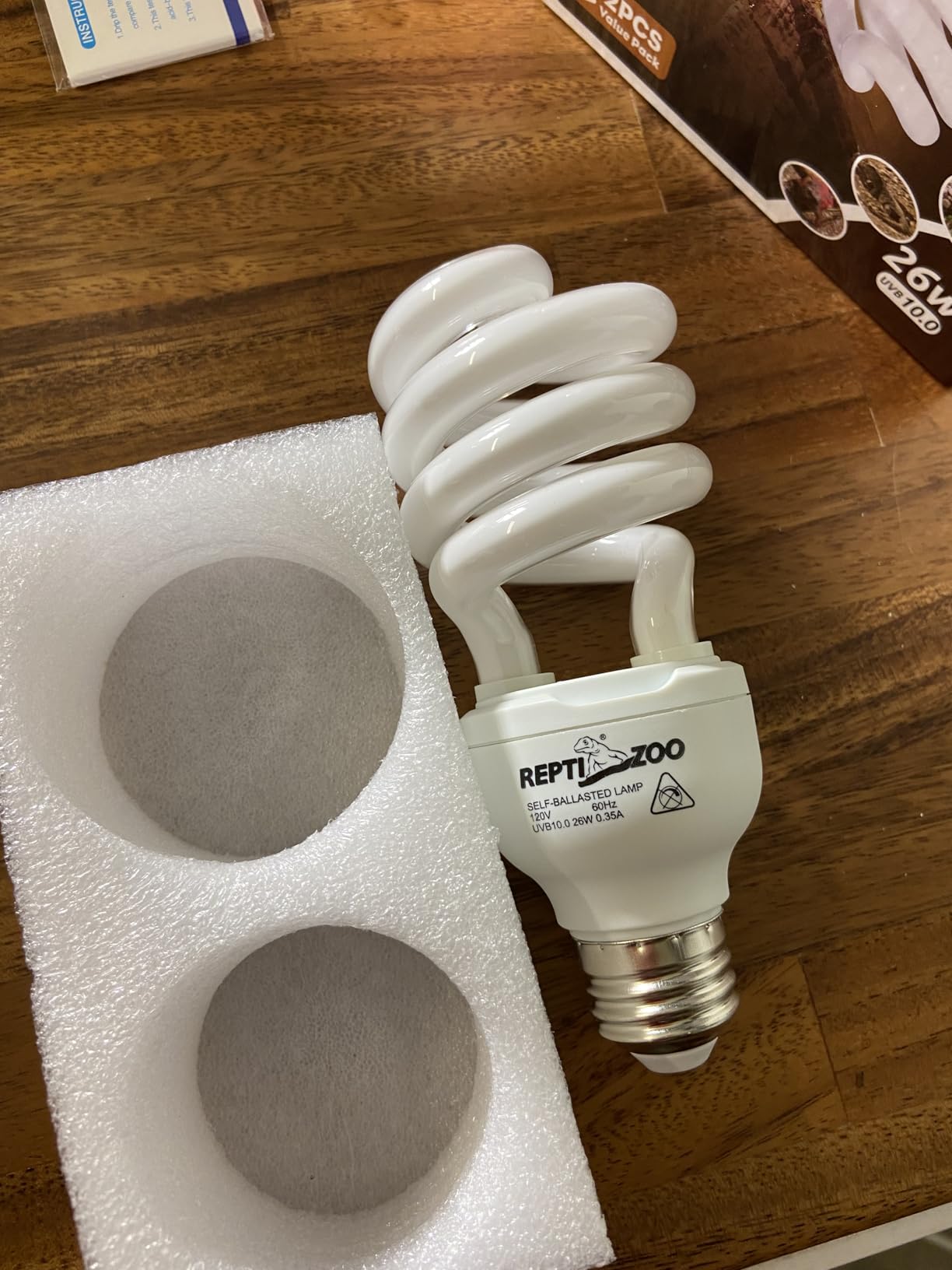 REPTI ZOO UVB Light for Desert Reptile 2 Pack, 10.0 26W UVA UVB Reptile Light Bulb, UVB Spiral Compact Lamp for Bearded Dragons Tortoises Lizards Snakes customer photo 1
