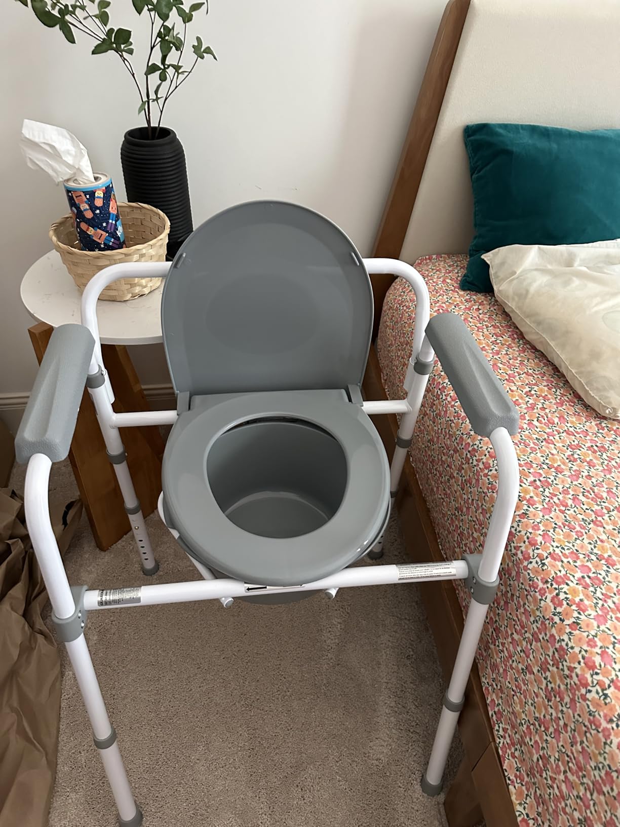 Dr. Dunley 3-in-1 Bedside Commode Chair with Elongated Seat – Steel Folding Frame, 7.5 QT Bucket, 350 lb Weight Capacity, Clip-On Toilet Seat, Bathroom Safety Aid for Seniors, Tool-Free Assembly customer photo 1