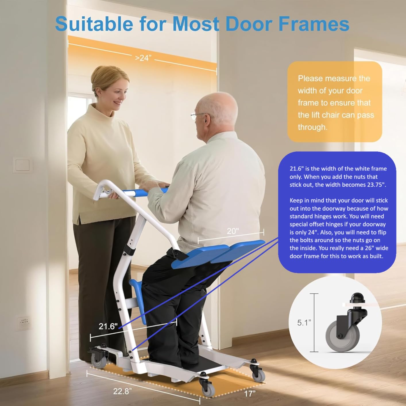 WHLICKS Upgraded Sit to Stand Patient Lift, One-Step Stand Assist Lift for Elderly,Lift Assist Transfer Device with Wheels, Home Care Use Transport Chair Stand Assist for Seniors, Adults & Disabled customer photo 1