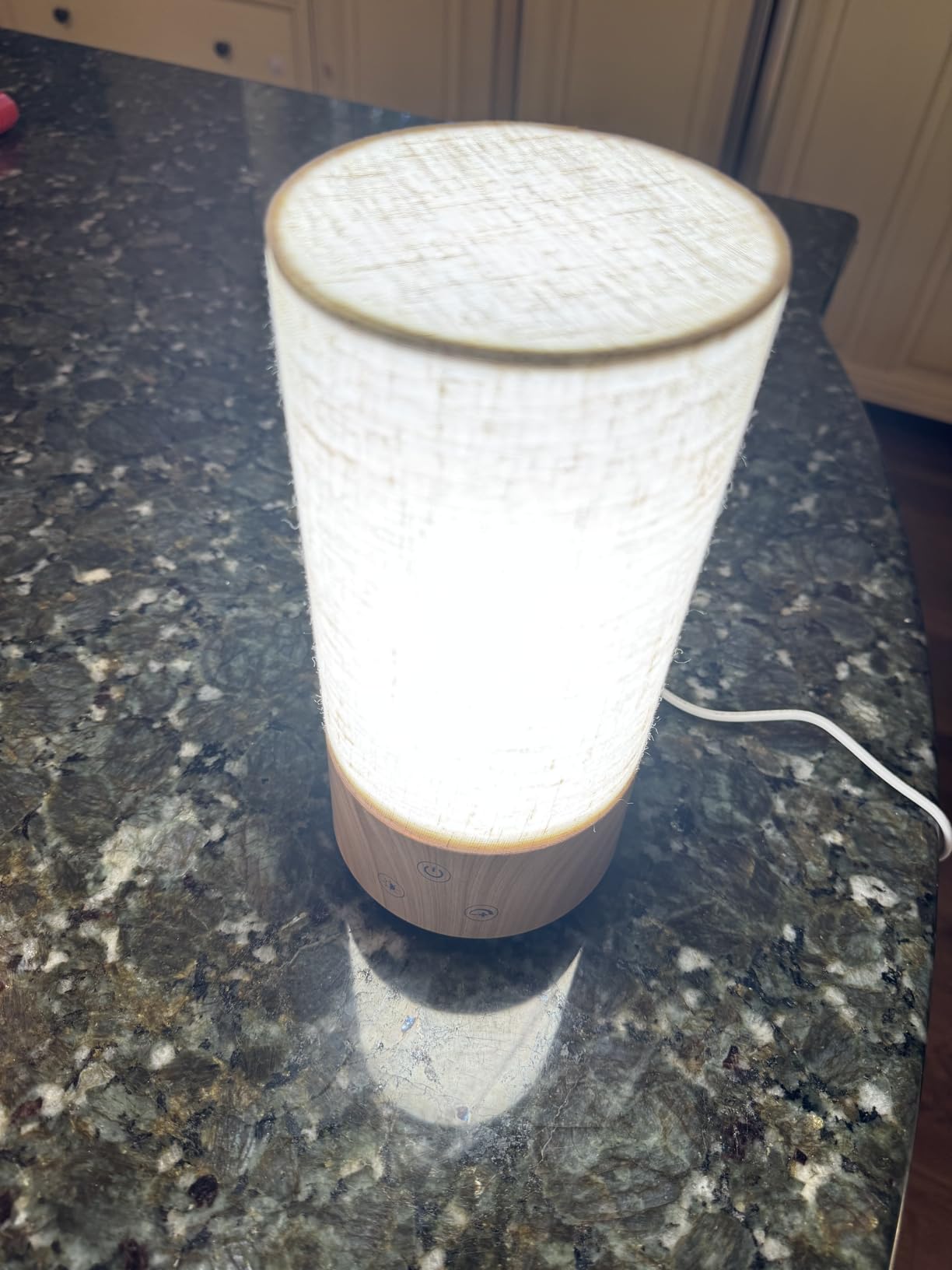 Caromolly Light Therapy Lamp, Happy Lamp 10,000 LUX UV Free with 3 Color Temperature & 5 Brightness Level, Full Spectrum Light Wood Base Round Flaxen Fabric Shade for Home, Office, 4
