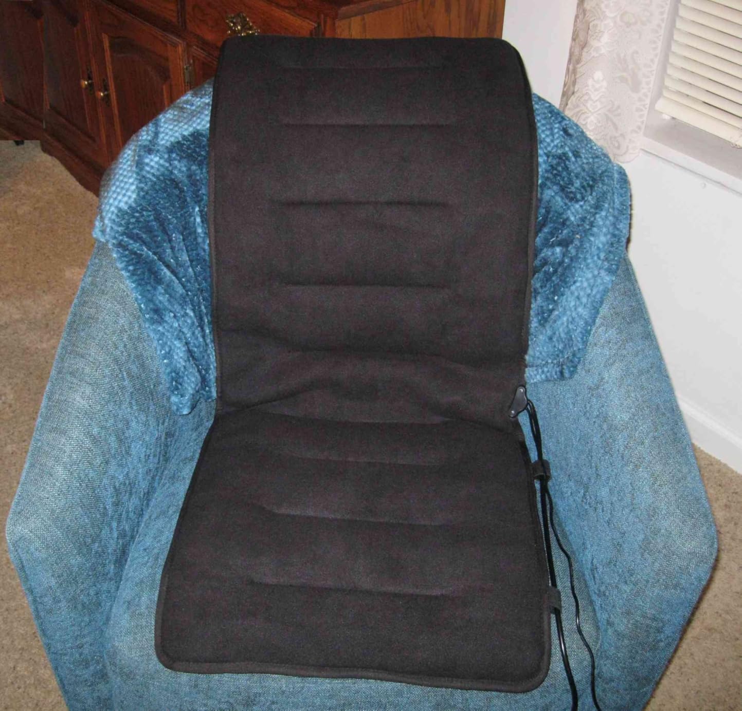 Heated Seat Cushion for Office - 12V Chair Heating Pad - Thick Seat Warmer wiht 7 Temp Levels & 12H Timer- Fast Heated Cover for Back,Hips Etc.Gift Packaging（Black） customer photo 1