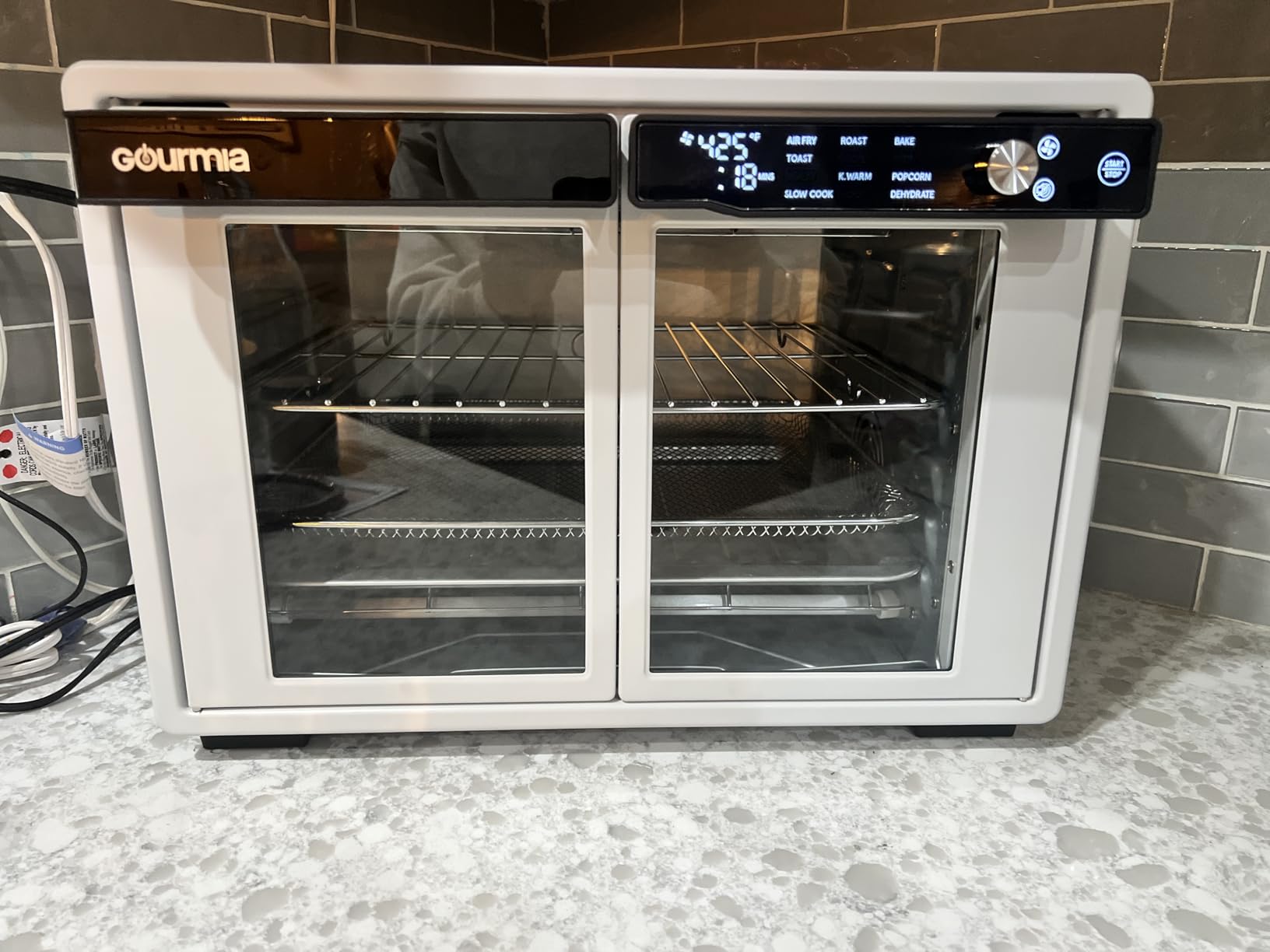 Gourmia French Door Air Fryer Oven - 37 Qt Large Capacity Convection Toaster Oven, FryForce 360°, Digital Display, 12 Cooking Presets, Dehydrate, Fits 13” Pizza, Dishwasher-Safe, Stainless Steel customer photo 2