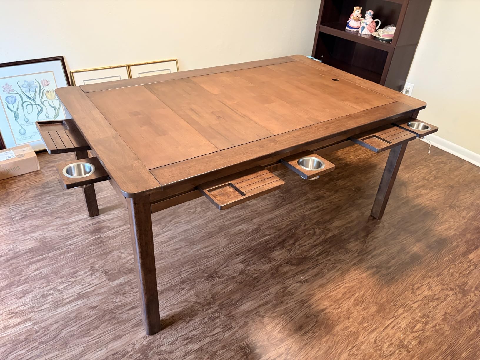 LAUSAINT HOME Board Game Table with Removable Table Top, 54” x 31” Play Area, Gaming and Dining Table with EVA Play Mat, Detachable Cup Holders and Trays for 6 Players, for Card, DND and Poker, Walnut customer photo 1