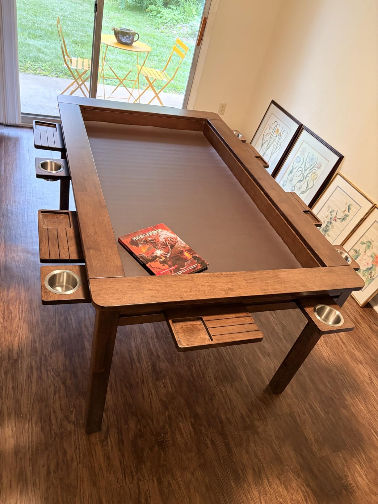 LAUSAINT HOME Board Game Table with Removable Table Top, 54” x 31” Play Area, Gaming and Dining Table with EVA Play Mat, Detachable Cup Holders and Trays for 6 Players, for Card, DND and Poker, Walnut customer photo 2