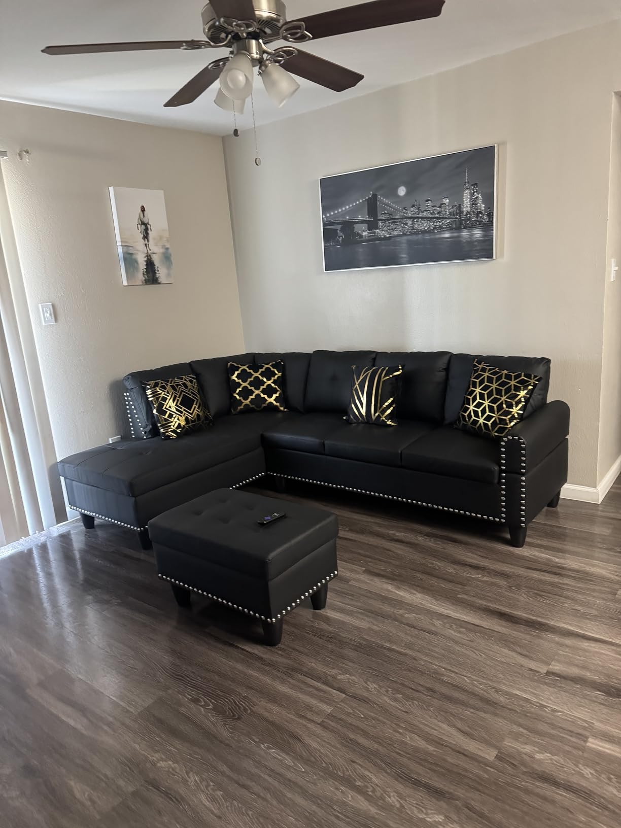 Leather L-Shaped Couch Set, 97.5