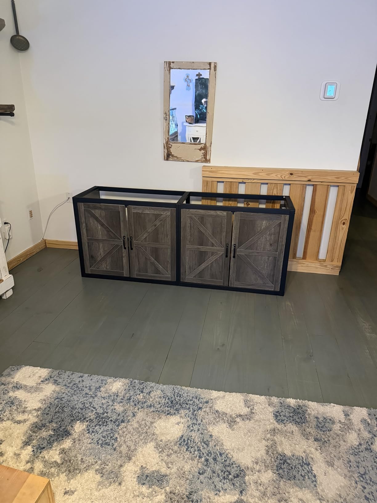 VOWNER 125-150 Gallon Fish Tank Stand with Power Outlet & Cabinet, Black | Heavy Duty Aquarium Stand for Fish Tank Filters and Accessories, 72.9