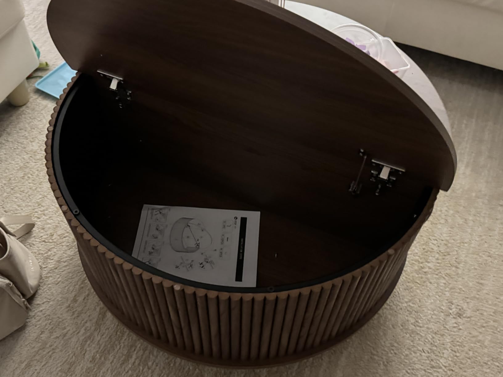 JOINICE Oval Lift Top Coffee Table with Storage for Living Room,43