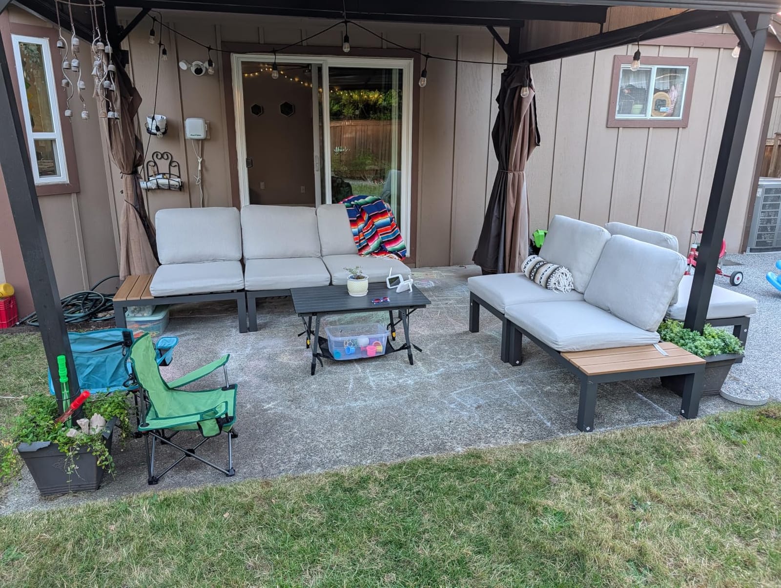 Aluminum Modular Outdoor Patio Furniture Set, 6 Seats Sectional Sofa Set with Adjustable Backrest & Thick Cushions, All-Weather L-Shaped Corner Set with Table for Garden & Yard, Gray customer photo 2