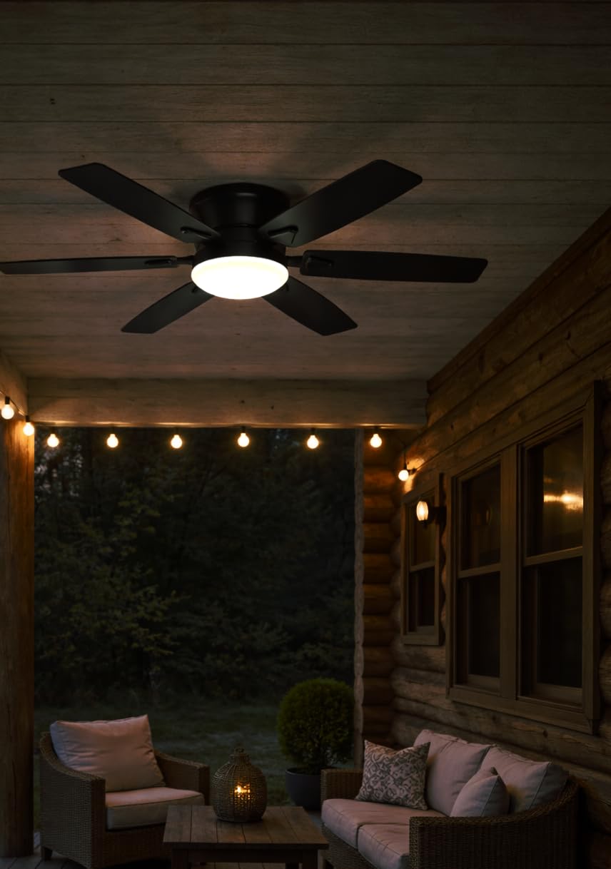 Fanbulous 52 Inch Flush Mount Ceiling Fans with Light, Remote & APP Control | 6-Blade Gentle Breeze, Quiet DC Motor, 3CCT, Dimmable, Memory Function, Reversible, Damp-Rated, Living Room, Bedroom, Covered Patio customer photo 1