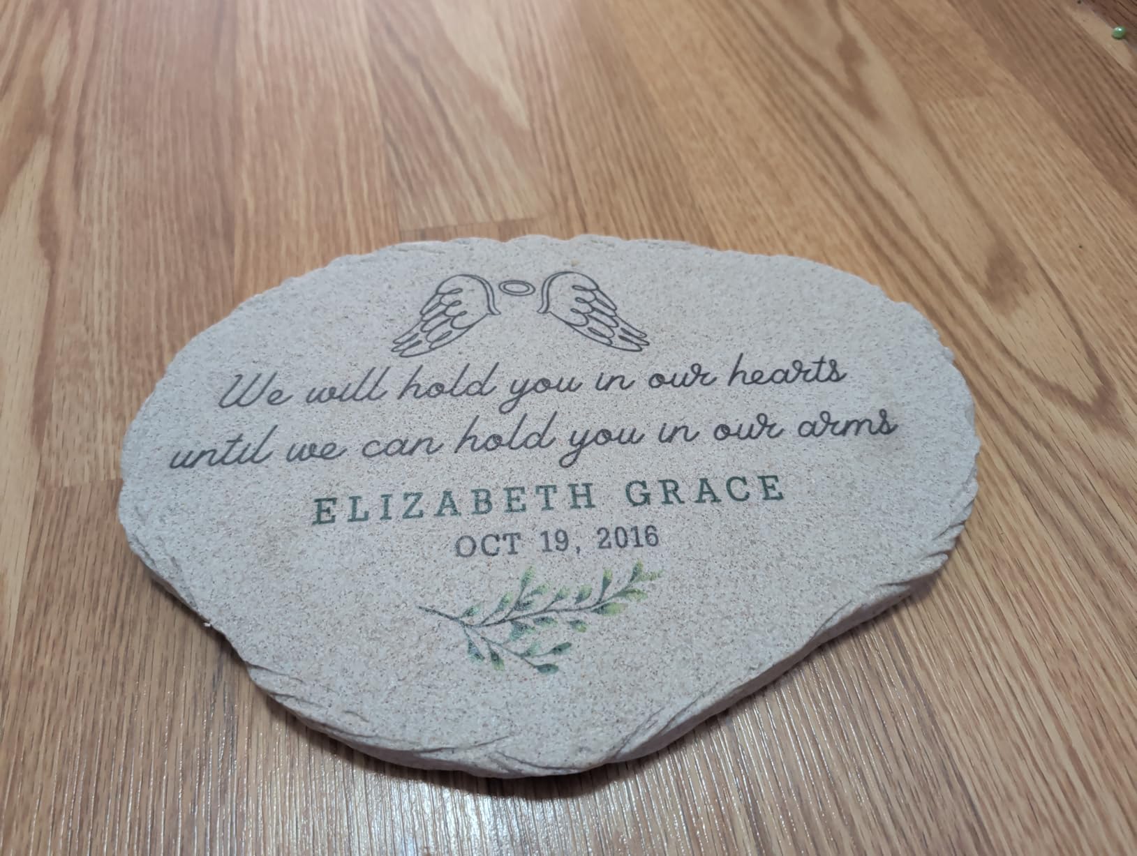 Personalized Memorial Garden Stone Floral Hummingbird Forever in Our Hearts Outdoor Remembrance Gift customer photo 1