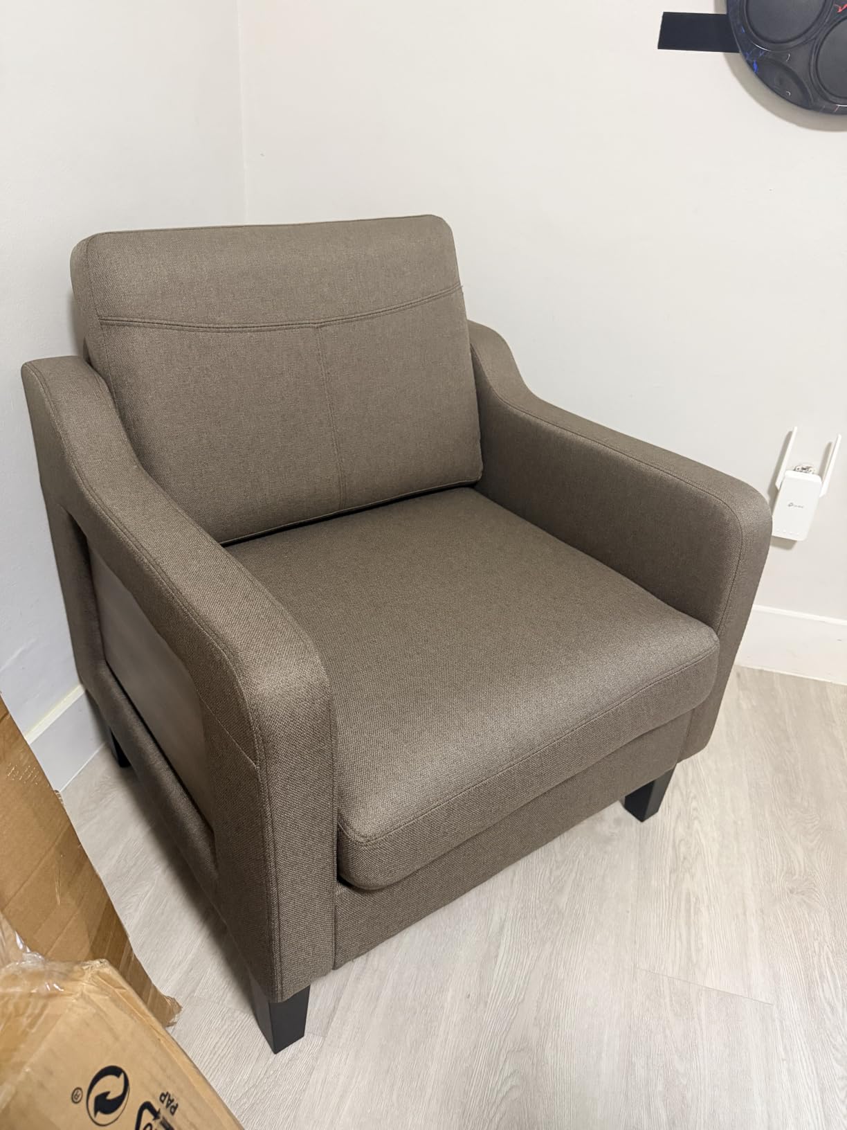 Upholstered Accent Chair with Foldable Side Table for Living Room customer photo 1