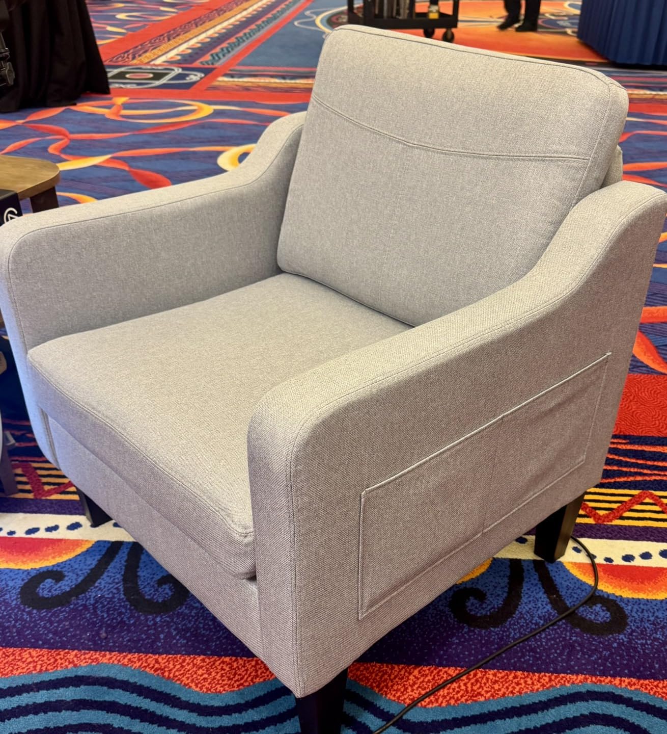 Upholstered Accent Chair with Foldable Side Table for Living Room customer photo 2
