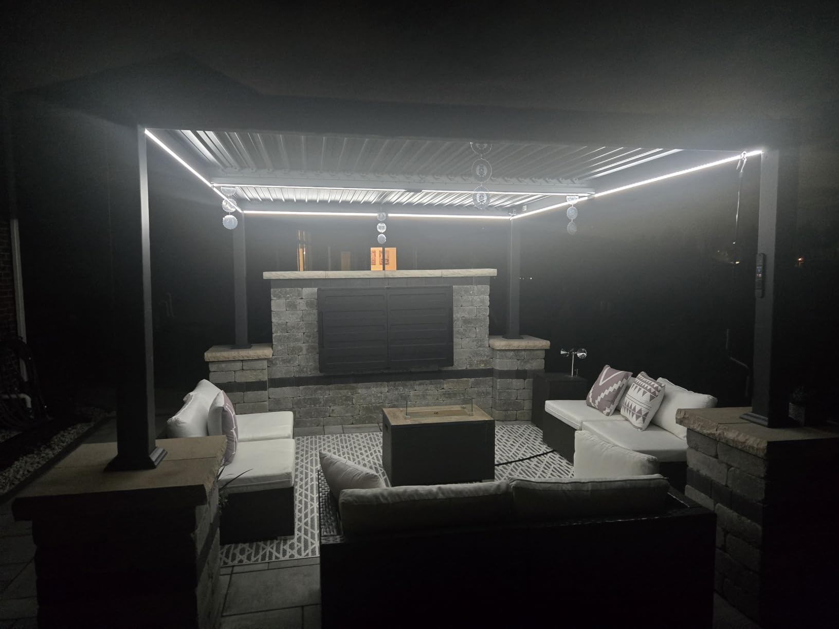 PURPLE LEAF 92KS Louvered Pergola 8' x 10' with LED Strip Lights, Gray customer photo 1