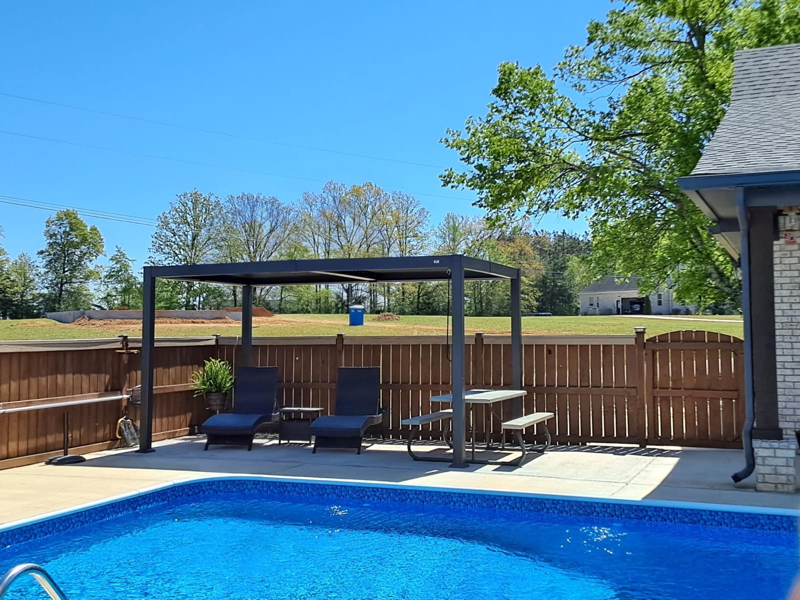 PURPLE LEAF 92KS Louvered Pergola 8' x 10' with LED Strip Lights, Gray customer photo 2