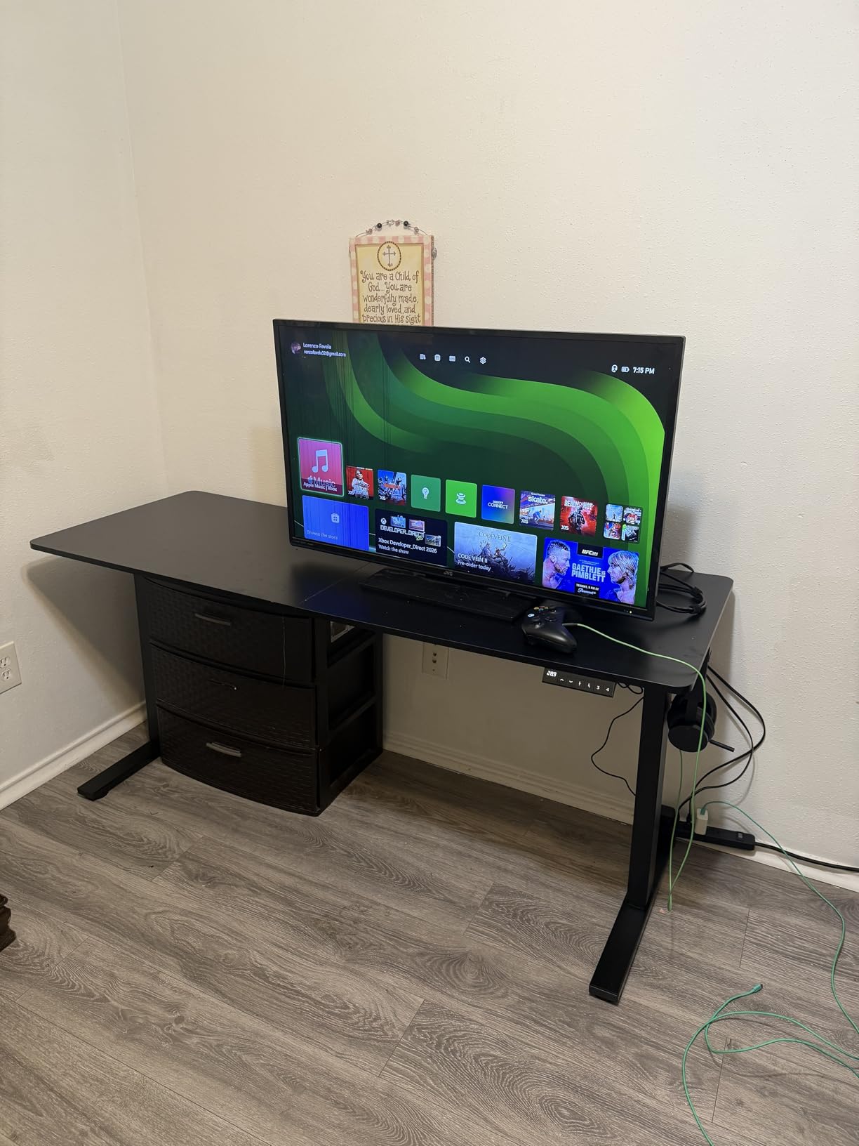 SANODESK Dual Motor 71''x 32'' Large Height Adjustable Standing Desk | Sit Stand Desk with Splice Board for Home Office, Ergonomic Computer Workstation, Study & Gaming, Black Frame/Black Walnut Top customer photo 2