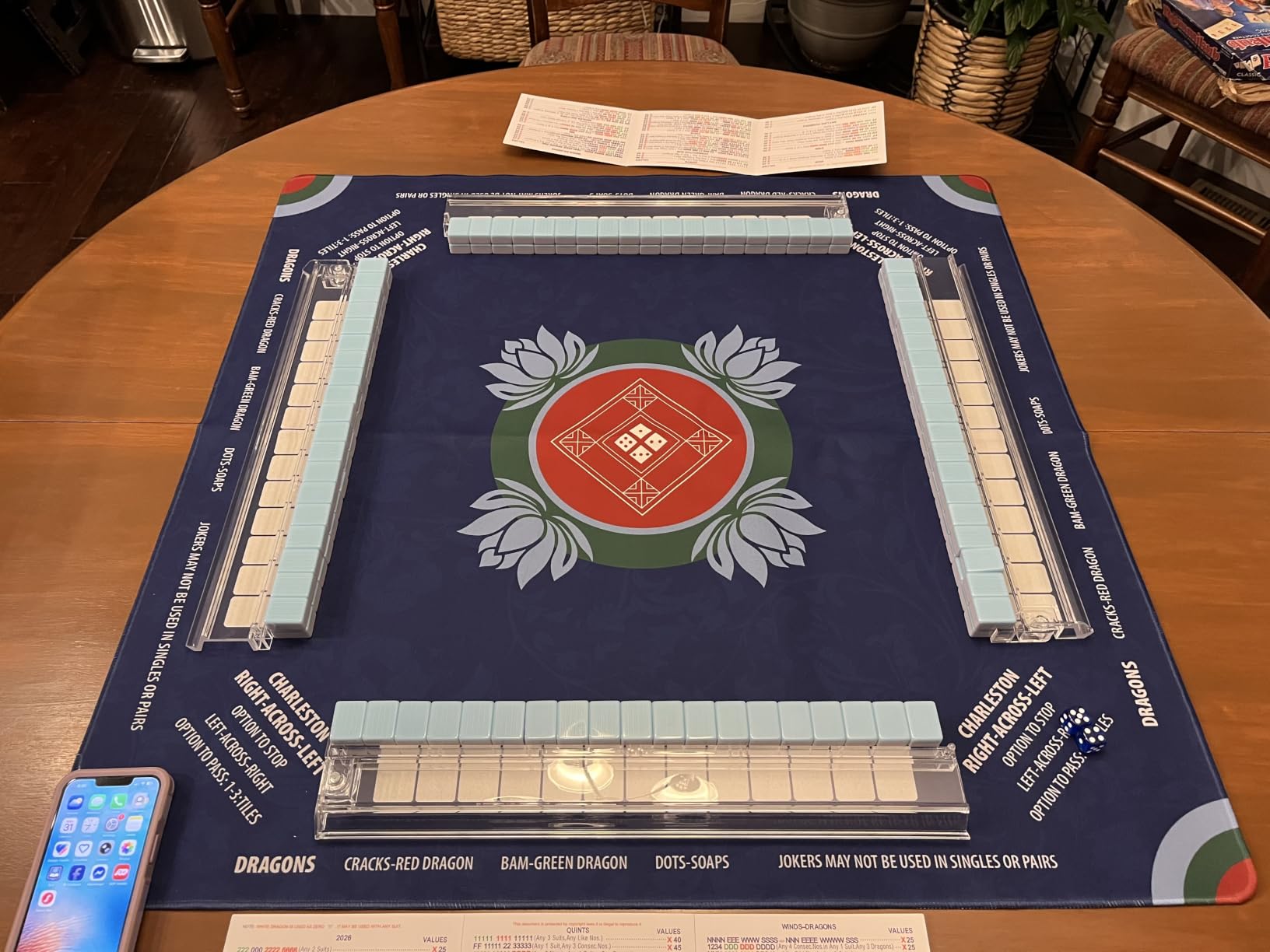 American Mahjong Game Set, 166 Light Green Tiles, 4 All-in-One Transparent Racks/Pushers, Complete Mahjong Tile Set, Light Blue Carrying Bag customer photo 1