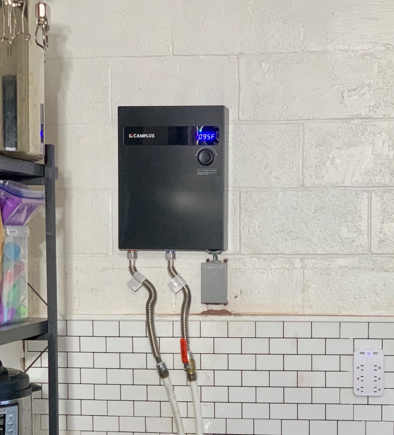 CAMPLUX Tankless Water Heater Electric 120V, 4.5kW Point of Use Instant Hot Water Heater, Save Space for Sink Wall Mounted LED Digital Display CSA Certified customer photo 2