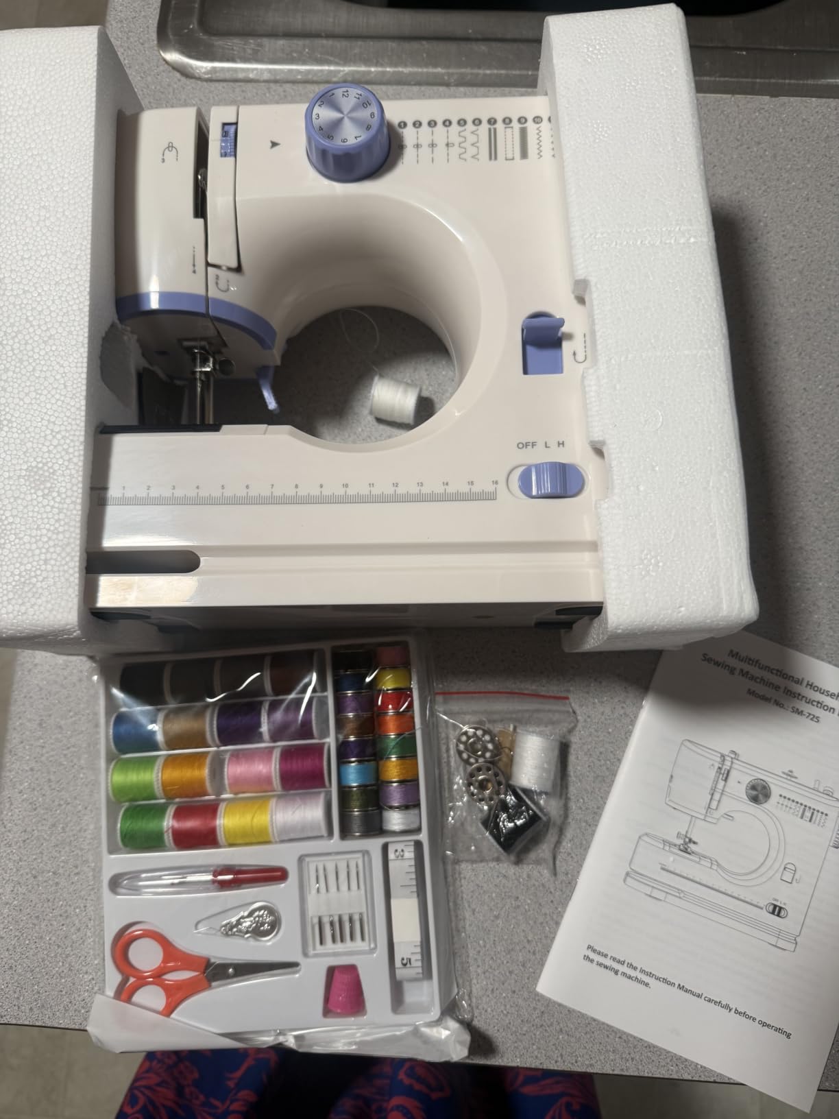 Portable Tabletop Beginner Mini Sewing Machine for Home Use, Compact & Easy-to-Use Sewing Machine for Quick Repairs, DIY Crafts & Alterations, Giftable Sewing Machine for Beginners, Kids & Adults customer photo 1