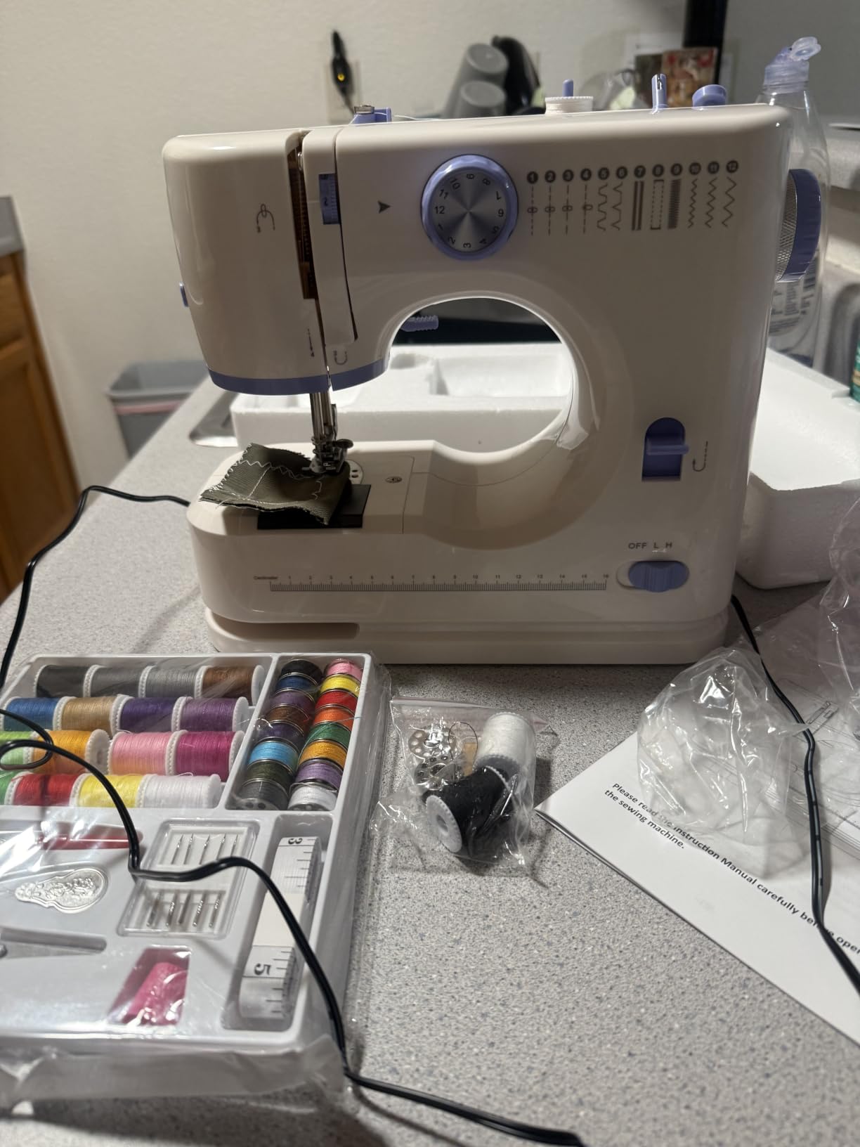 Portable Tabletop Beginner Mini Sewing Machine for Home Use, Compact & Easy-to-Use Sewing Machine for Quick Repairs, DIY Crafts & Alterations, Giftable Sewing Machine for Beginners, Kids & Adults customer photo 2