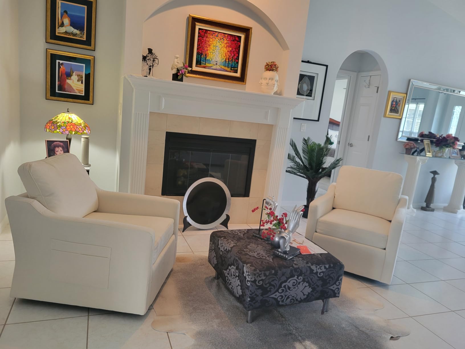 360° Swivel Accent Chair with High Back & Lumbar Support, Deep Seat, Beige customer photo 1