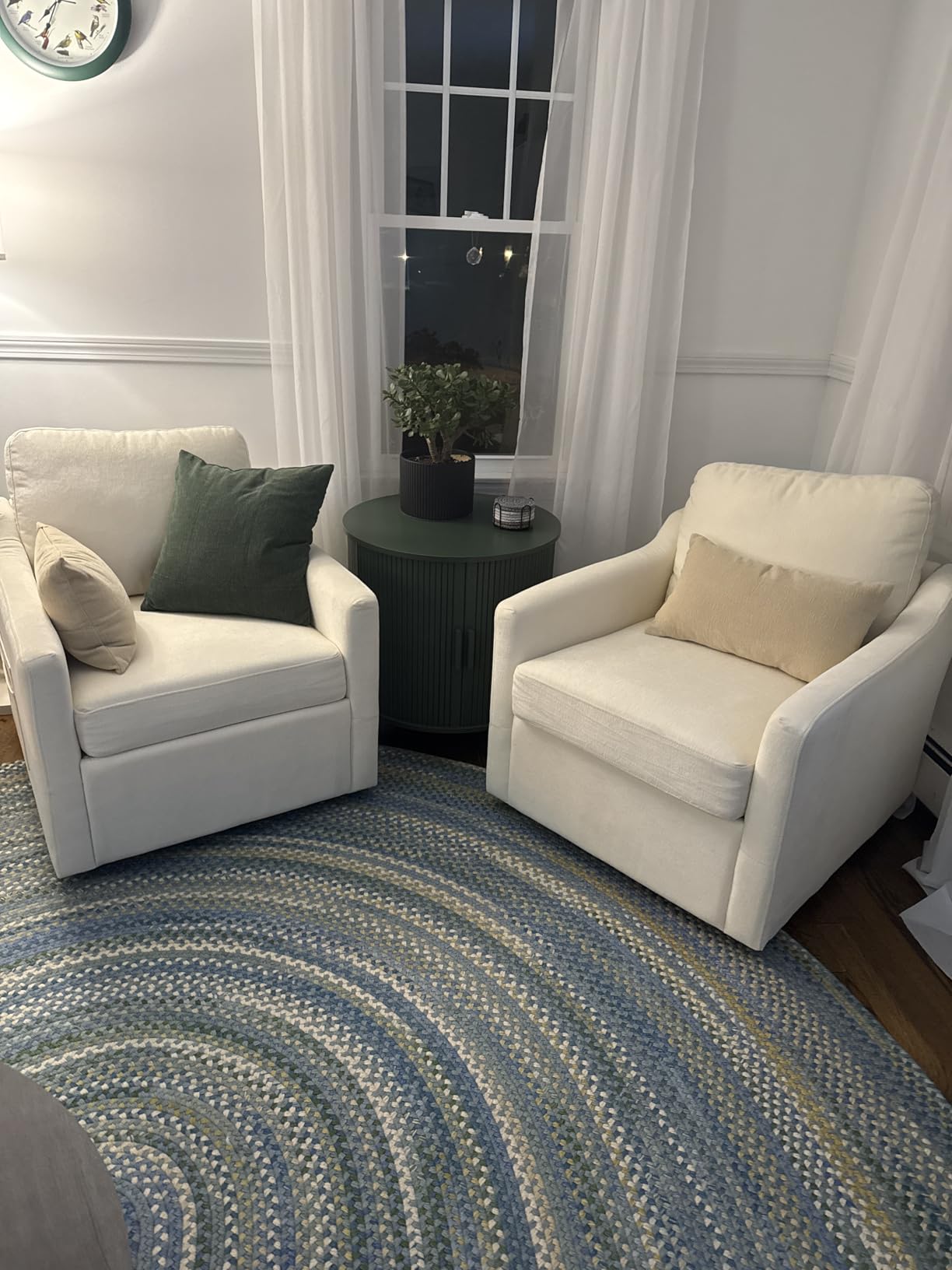360° Swivel Accent Chair with High Back & Lumbar Support, Deep Seat, Beige customer photo 2