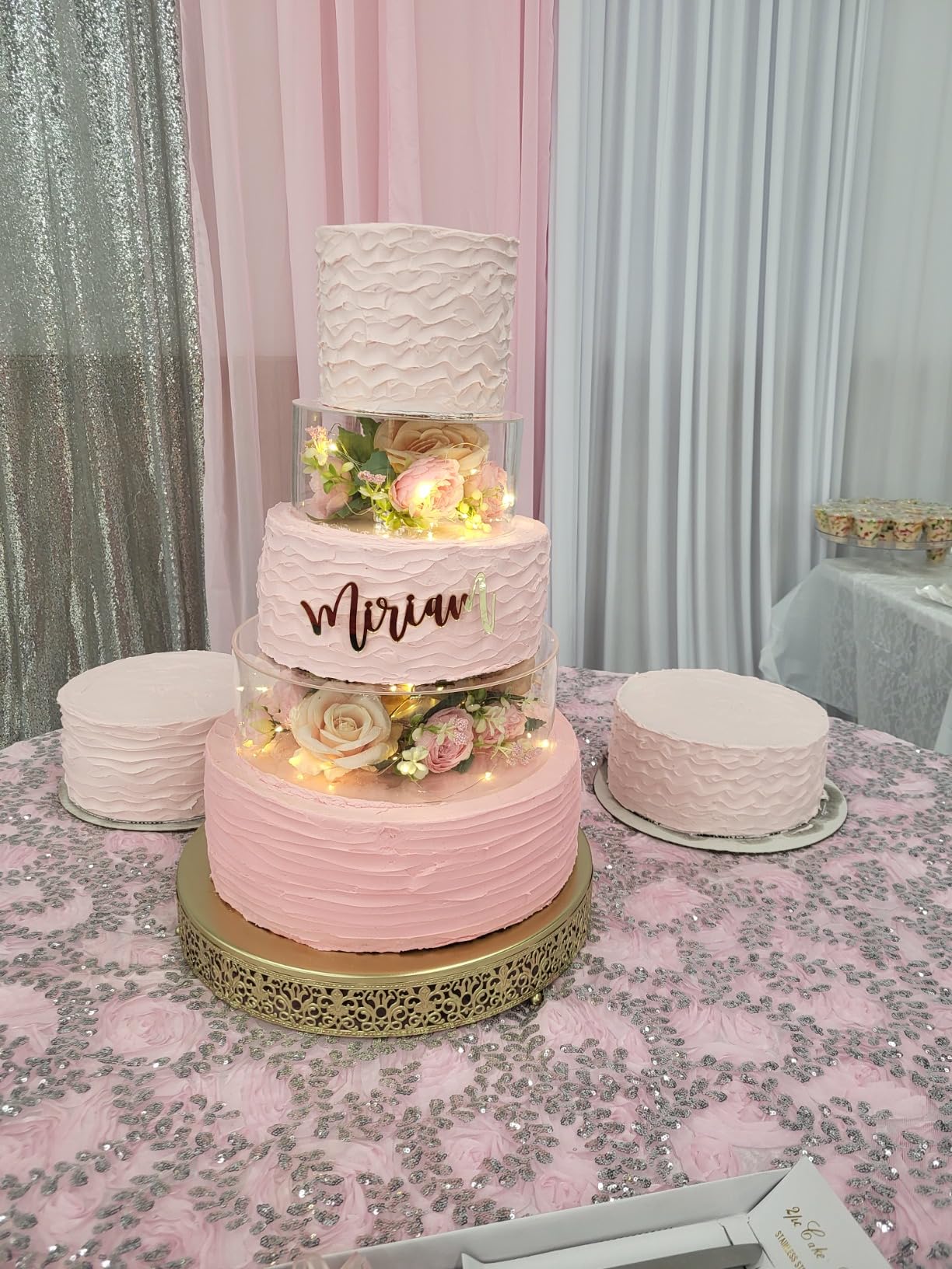 18 Inch Gold Round Floral Scroll Cake Stand, Metal Dessert Pedestal Tray for Wedding & Party Table Decoration customer photo 2