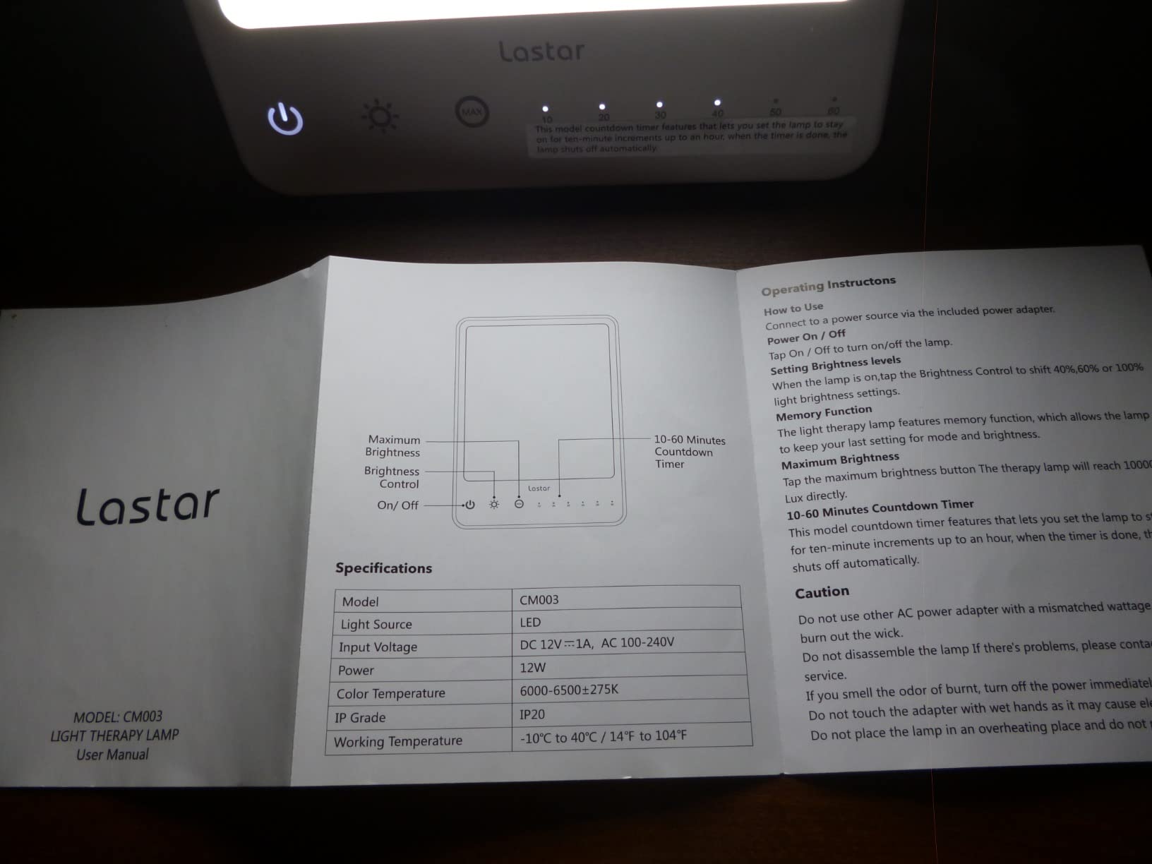 LASTAR 10000 Lux Full Spectrum Sun Lamp, UV-Free Natural Daylight Lamp for Home Office, 4 Color Temperatures (3000K-6500K), 5 Brightness Levels, 4 Timer Settings, Desk or Wall Mount Sunlight Lamp customer photo 2