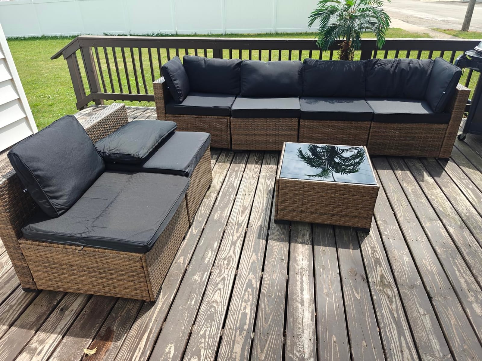 Aoxun Patio Furniture Set 5-Piece, Outdoor Sectional Sofas with Washable Cushion, Wicker Rattan Patio Conversation Sets for Backyard Porch and Poolside, Beige customer photo 2