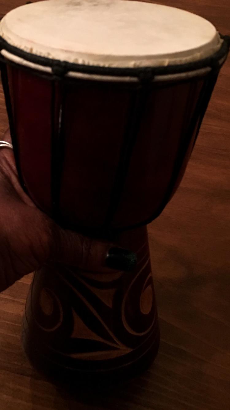 Djembe Drum – Hand Carved African Drum, Bongo Congo Style – Solid Mahogany with Goatskin Head, Tribal Painted Design – 12