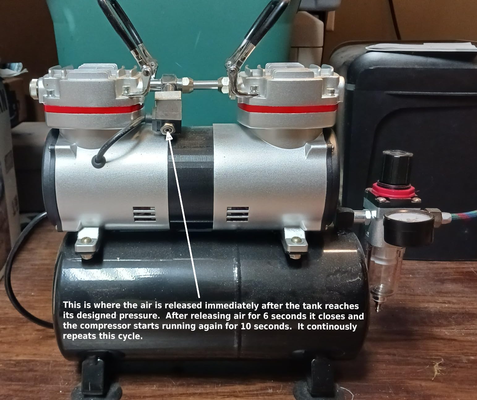 PointZero 1/3 HP Double Piston Airbrush Compressor with Air Tank, Regulator, Gauge and Water Trap - Quiet Professional Pump Black customer photo 1