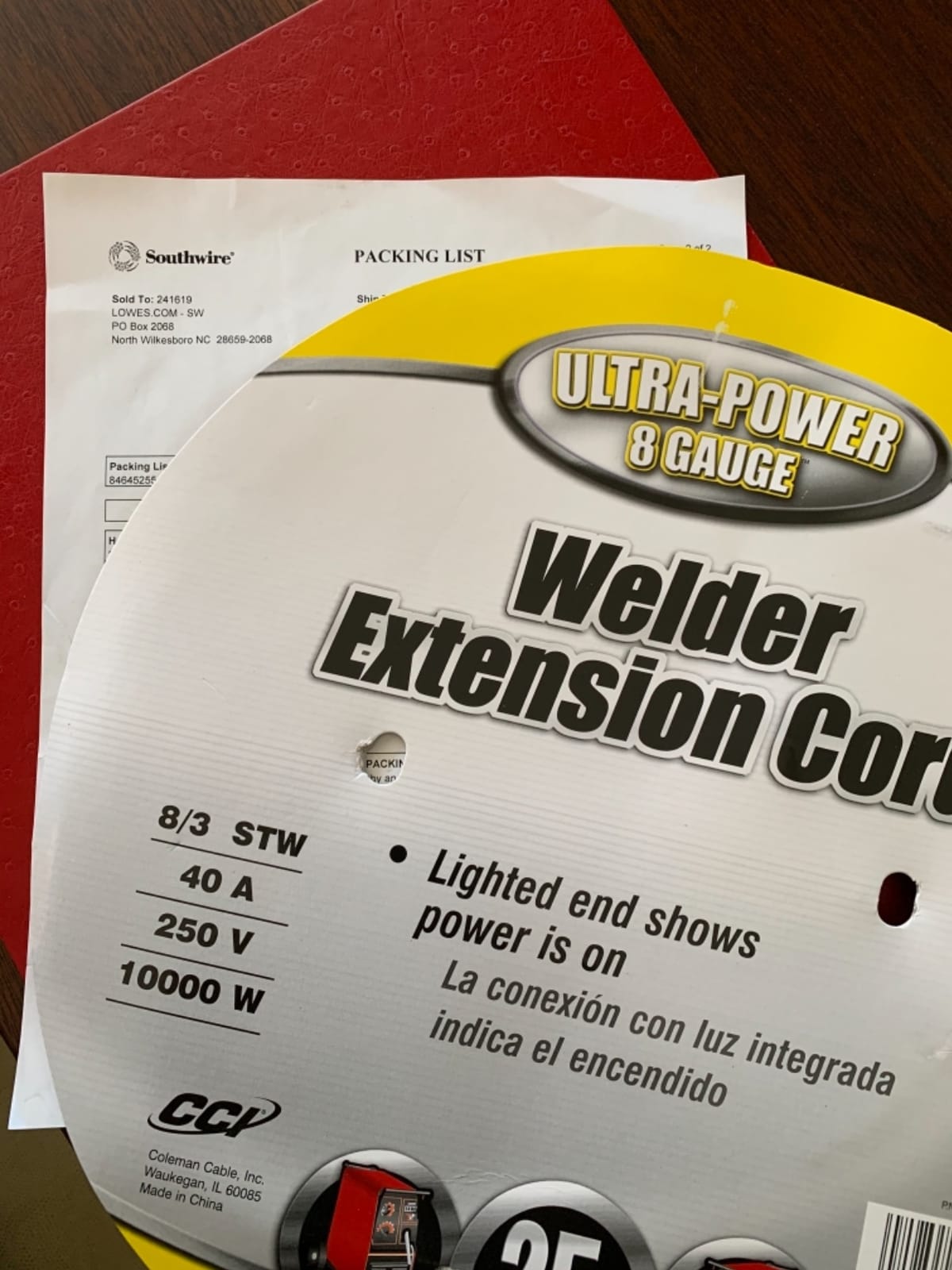 Southwire Welder Extension Cord - Heavy-Duty Power Cable for Industrial Welding Machines - STW Jacket - Molded Ends - Lighted Receptacle - 50-Amp/250-Volt - 50-Feet customer photo 1