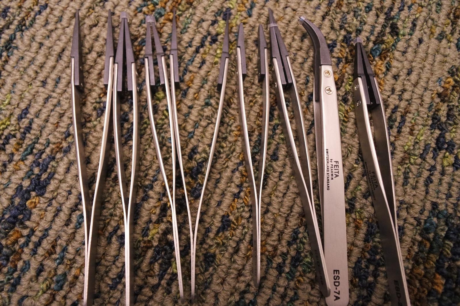 FEITA Antistatic Stainless Steel Precision ESD Tweezers with Replaceable Carbon Fiber Plastic Tips for Electronics Repair, Jewelry Making, Laboratory & Hobby (ESD Series 8pcs) customer photo 2