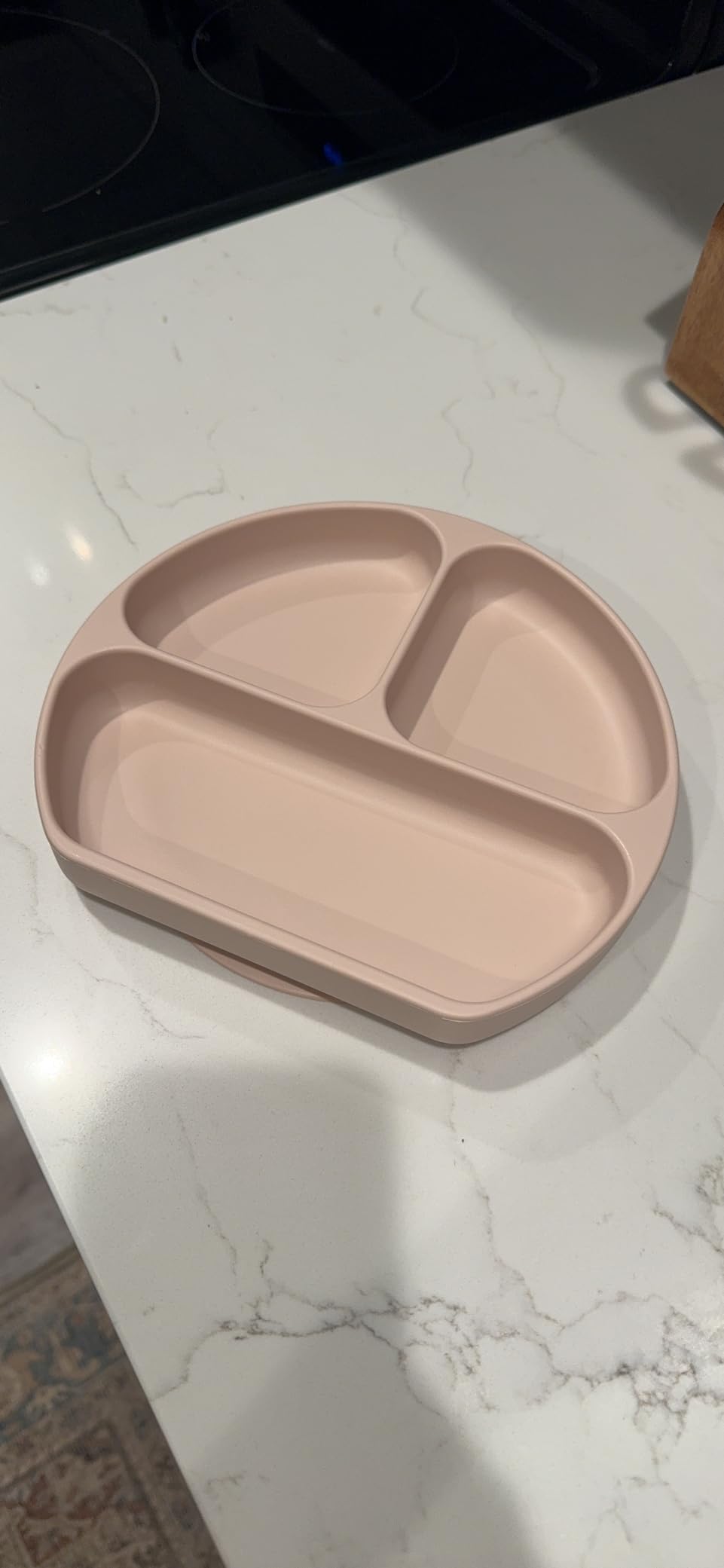 Bumkins Toddler and Baby Suction Plate, Divided Grip Dish for Babies and Kids, Baby Led Weaning, Feeding Supplies, Sticks to Tables and Highchairs, Platinum Silicone, for Chidren 6 Months, Gray customer photo 1
