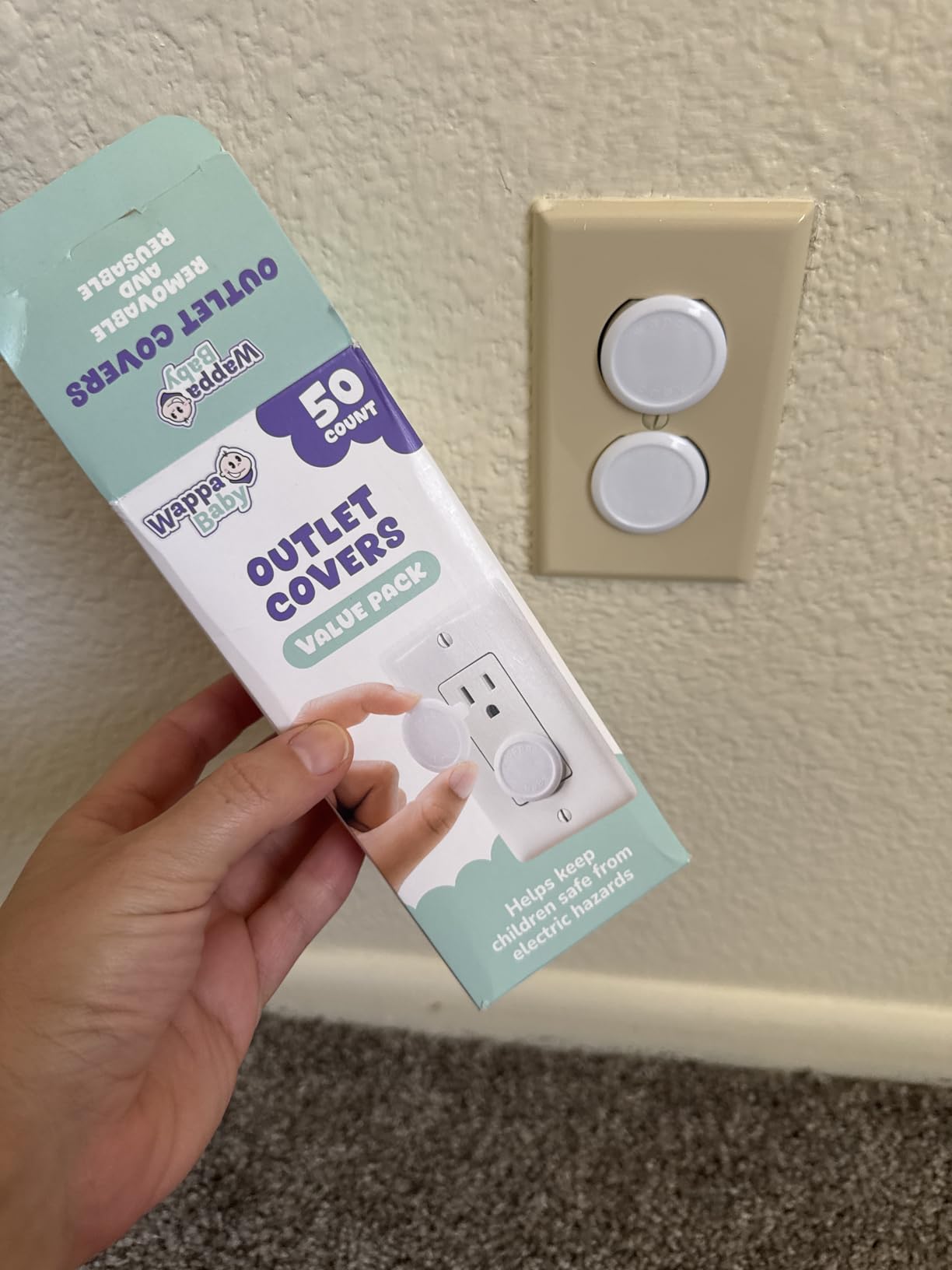 Outlet Covers Baby Proofing (50 Pack) Safe & Secure Electric Plug Protectors | Sturdy Childproof Socket Covers for Home & Office | Easy Installation | Protect Toddlers & Babies | White customer photo 2