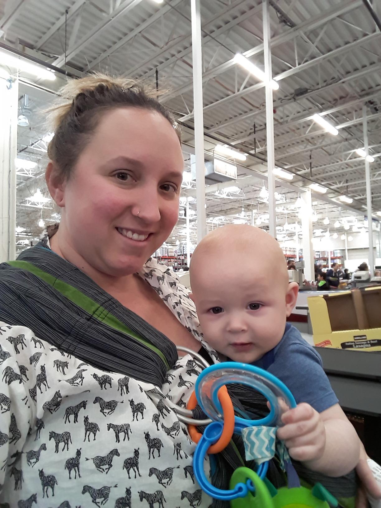 Ring Sling Baby Carrier, Soft Cotton Baby Sling Carrier Newborn to Toddler, Baby Wrap Carrier for Plus Size Parents, Perfect Shower Gift, Rock customer photo 1
