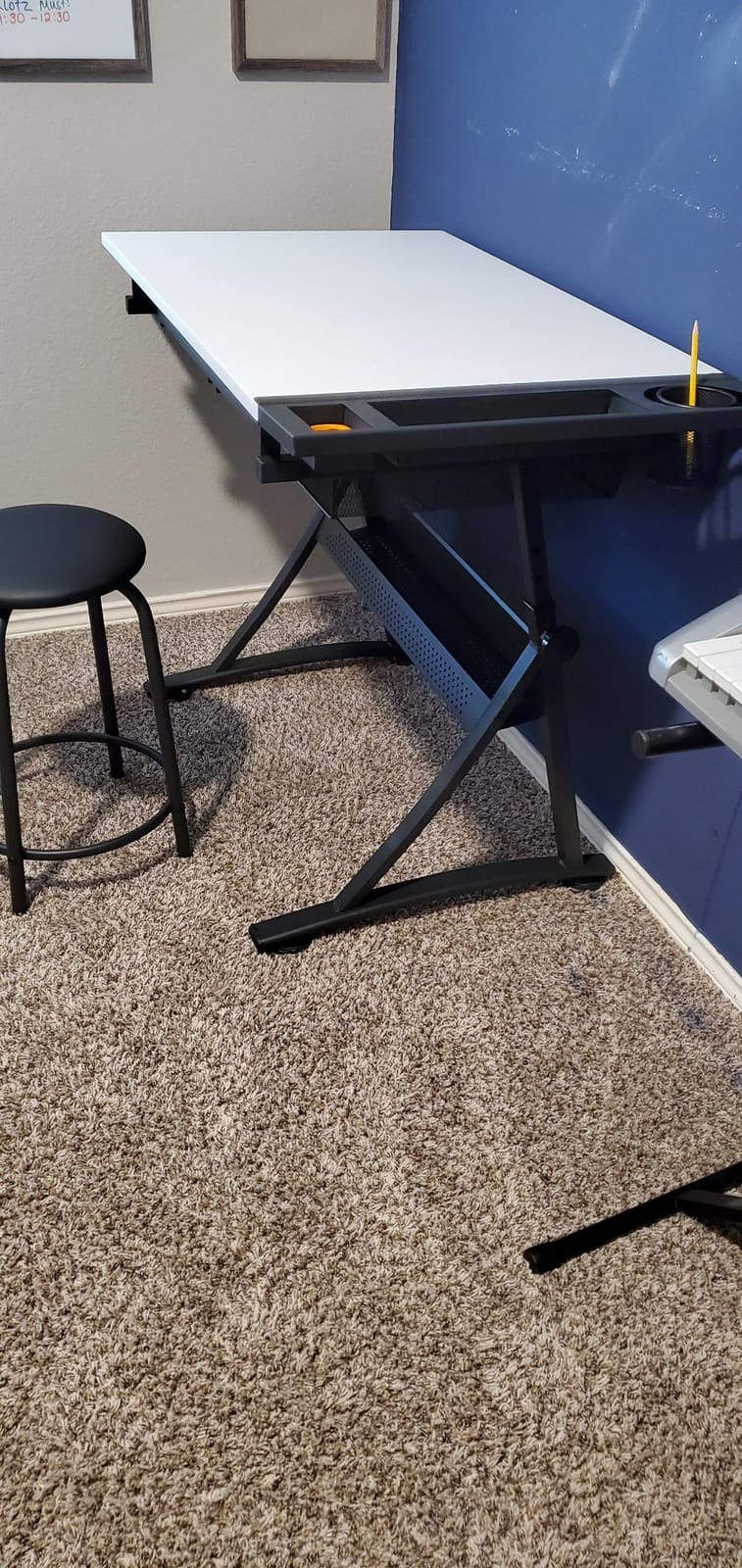 Fusion Drafting Table with Stool, Height Adjustable Desk with Tilt Top, Charcoal / White customer photo 2
