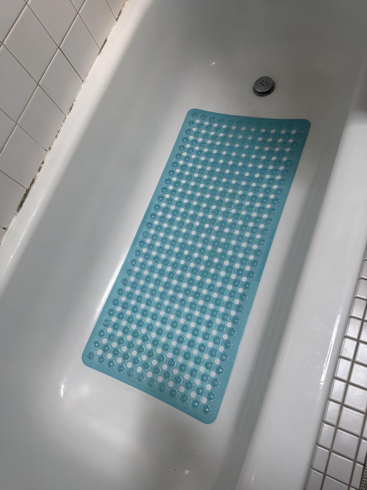 GORILLA GRIP Bath Tub Shower Mat, Bathtub Floor Liner, 35x16 Black customer photo 2