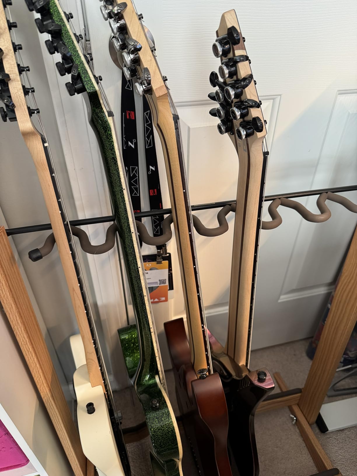 String Swing Guitar Stand, Multi Guitar Rack for Acoustic, Electric, Bass Guitars, Hand Welded Steel & Black Walnut Hardwood, Padded Guitar Holders, Guitar Stands Floor - USA Made customer photo 2
