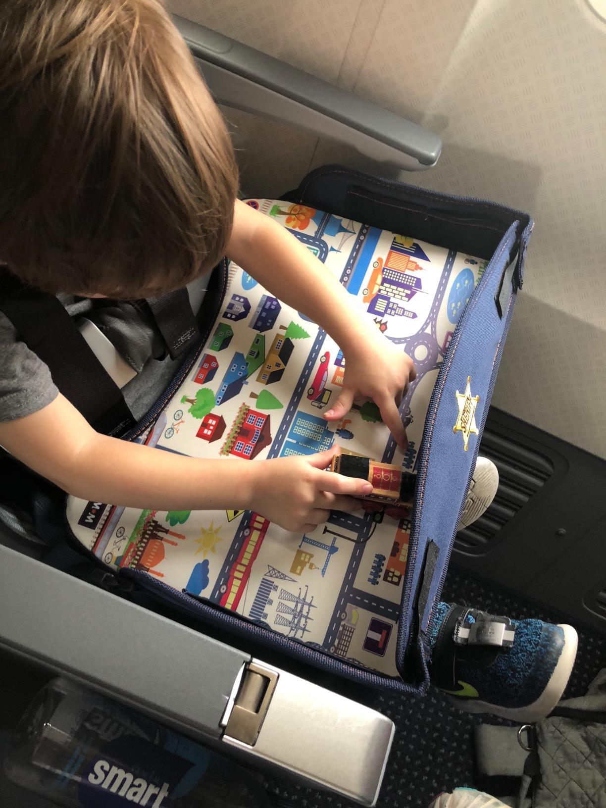 Coolmum 2-in-1 Kids Toddler Travel Tray & Back Seat Organizer — Foldable Waterproof Car Tray with Tablet Holder, Cup Holder, Storage Pockets for Road Trips & Airplane (Premium Black) customer photo 1