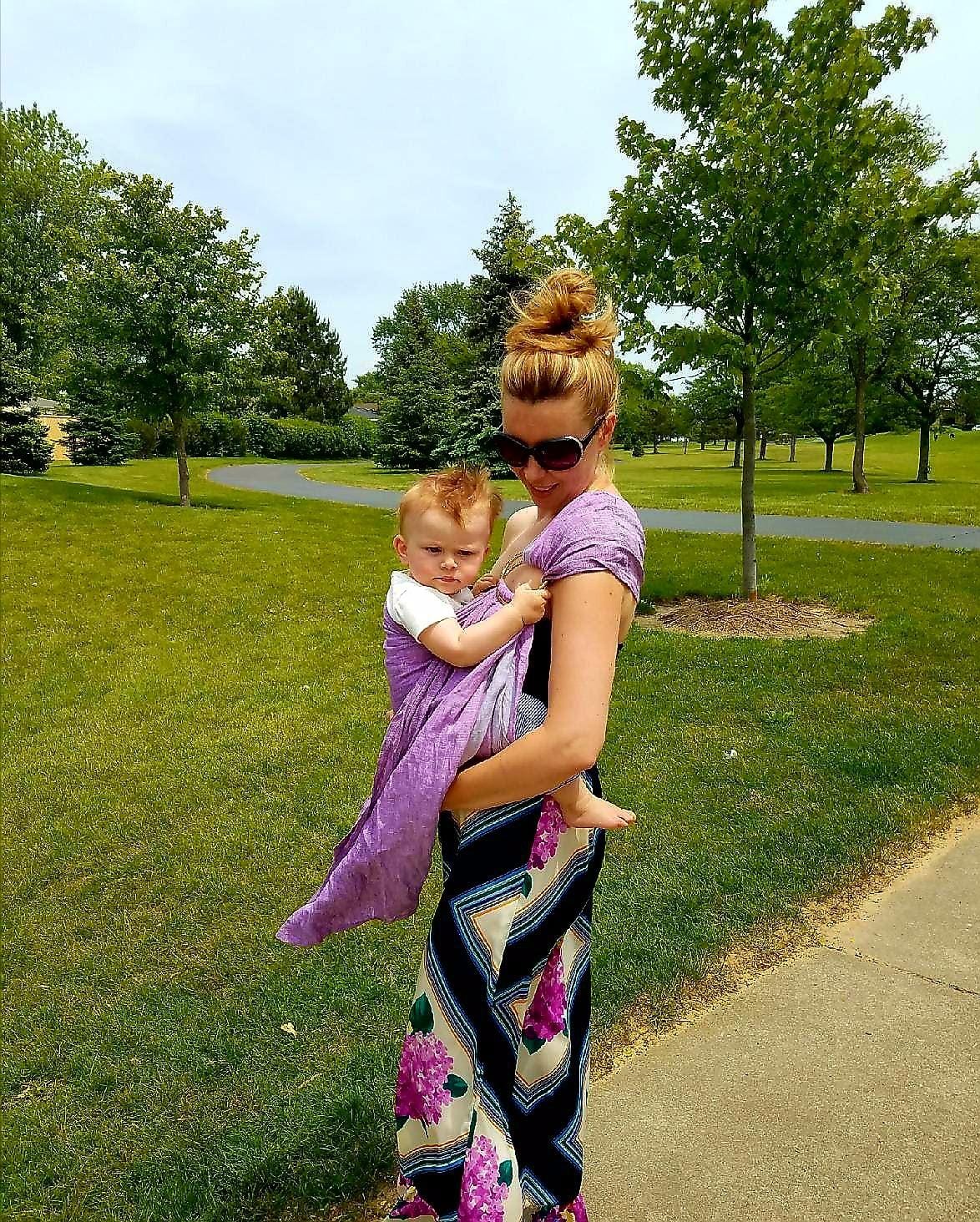LÍLLÉbaby Ring Sling Baby Wrap Carrier for Infants & Toddlers (8-30lbs), Made for Versatile Babywearing, Support Wrap for Mother's, Adjustable & Sturdy, Lightweight & Comfortable (Rainbow) customer photo 2