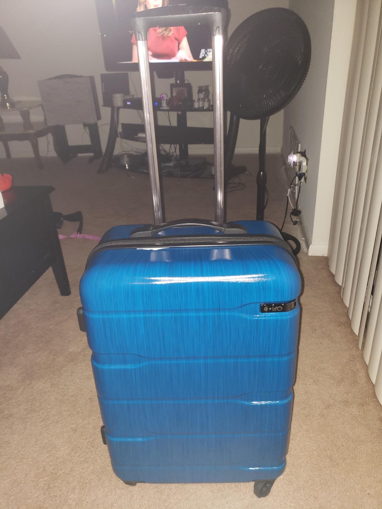 Coolife Medium Checked Luggage Hardside Suitcase with Spinner Wheels, 24in customer photo 1