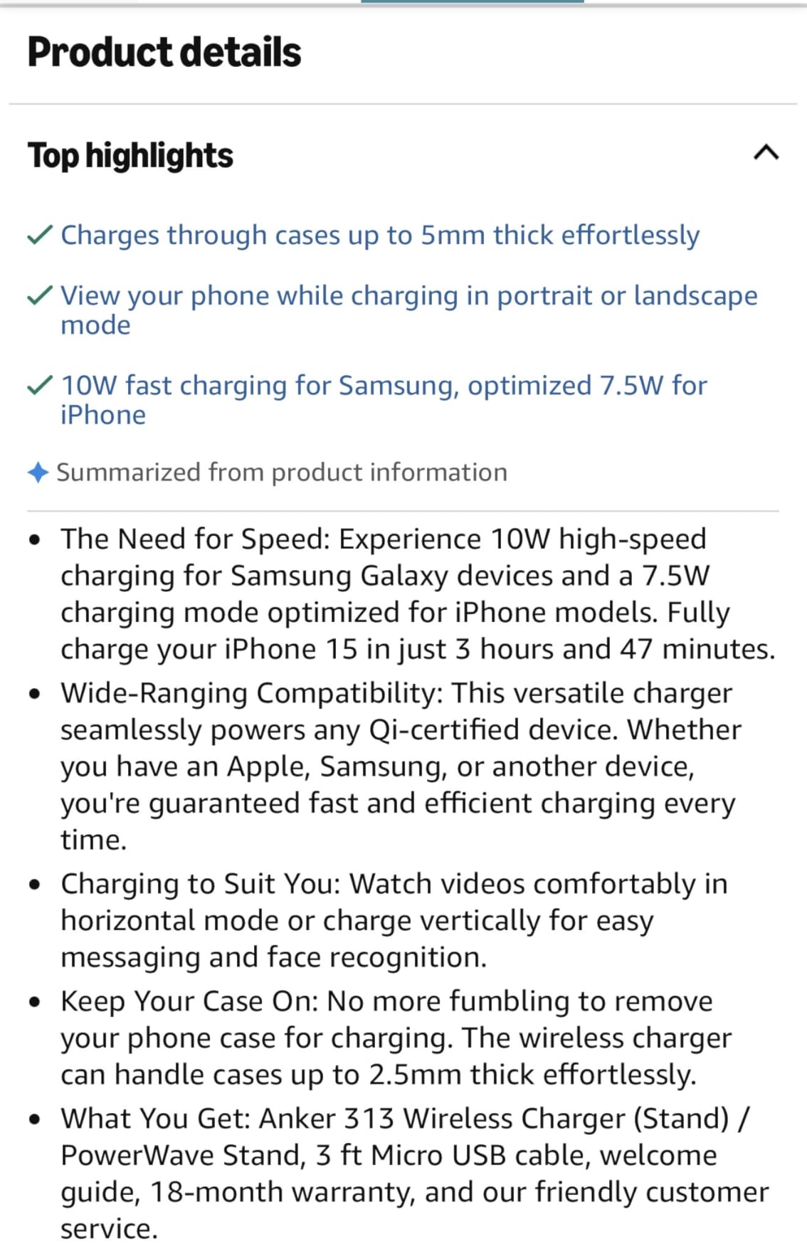 Anker 313 Qi-Certified 10W Max Wireless Charger Stand customer photo 1
