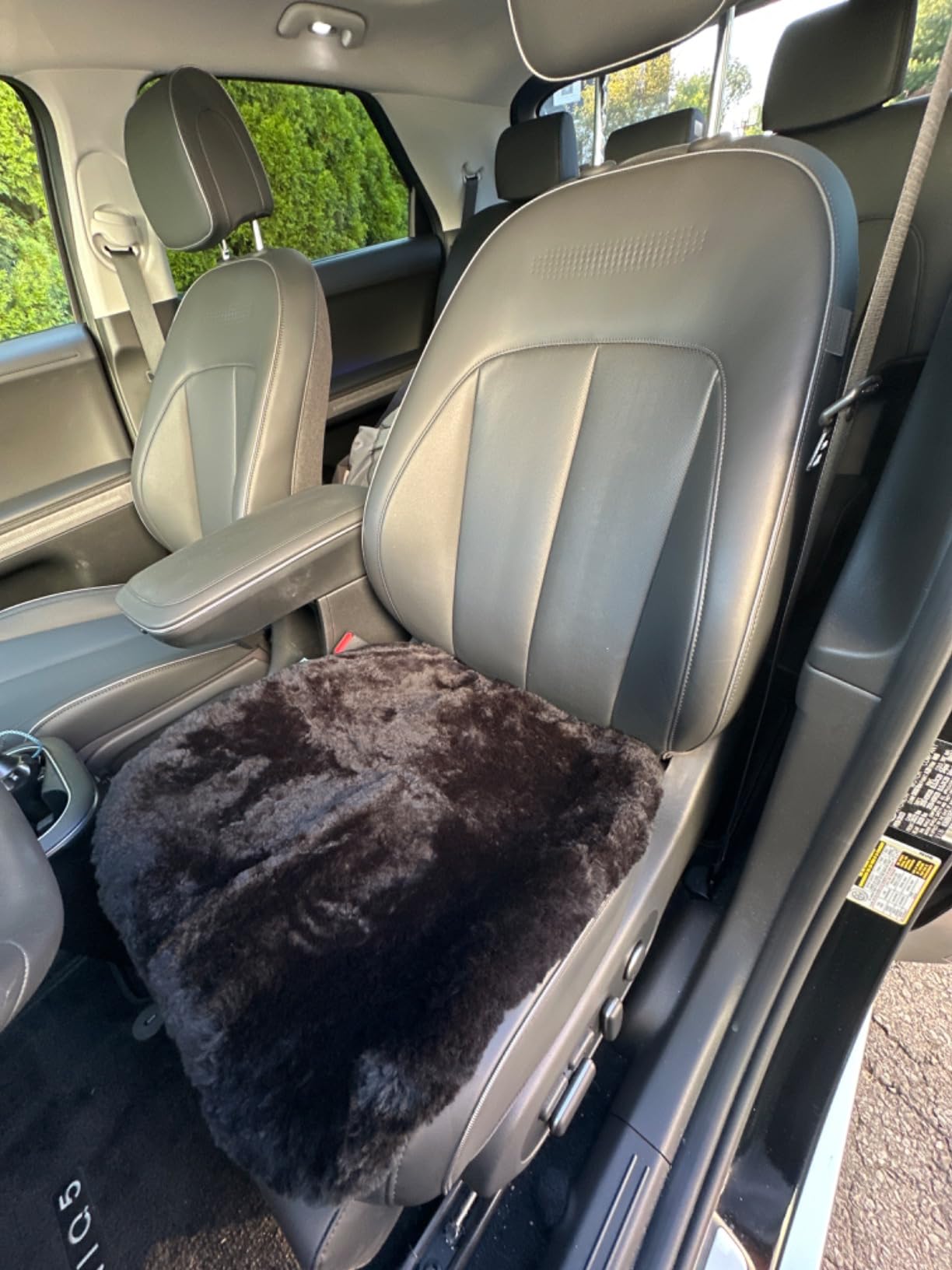 OGLAND Black Genuine Sheepskin Car Seat Cover for Fuzzy Fur Wool Cushion customer photo 1