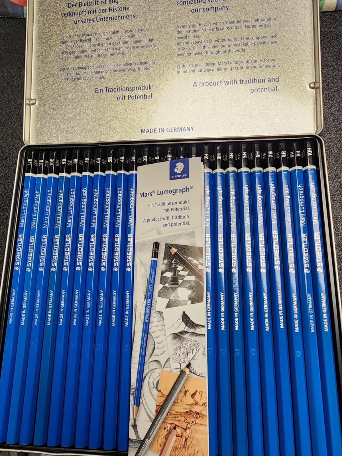 STAEDTLER Mars Lumograph Drawing Pencils: Set of 24 in Metal Case - Presharpened Graphite Art Pencils - Hardness Grades 12B-10H - For Drawing, Shading, Drafting & Illustrating - All Skill Levels customer photo 1