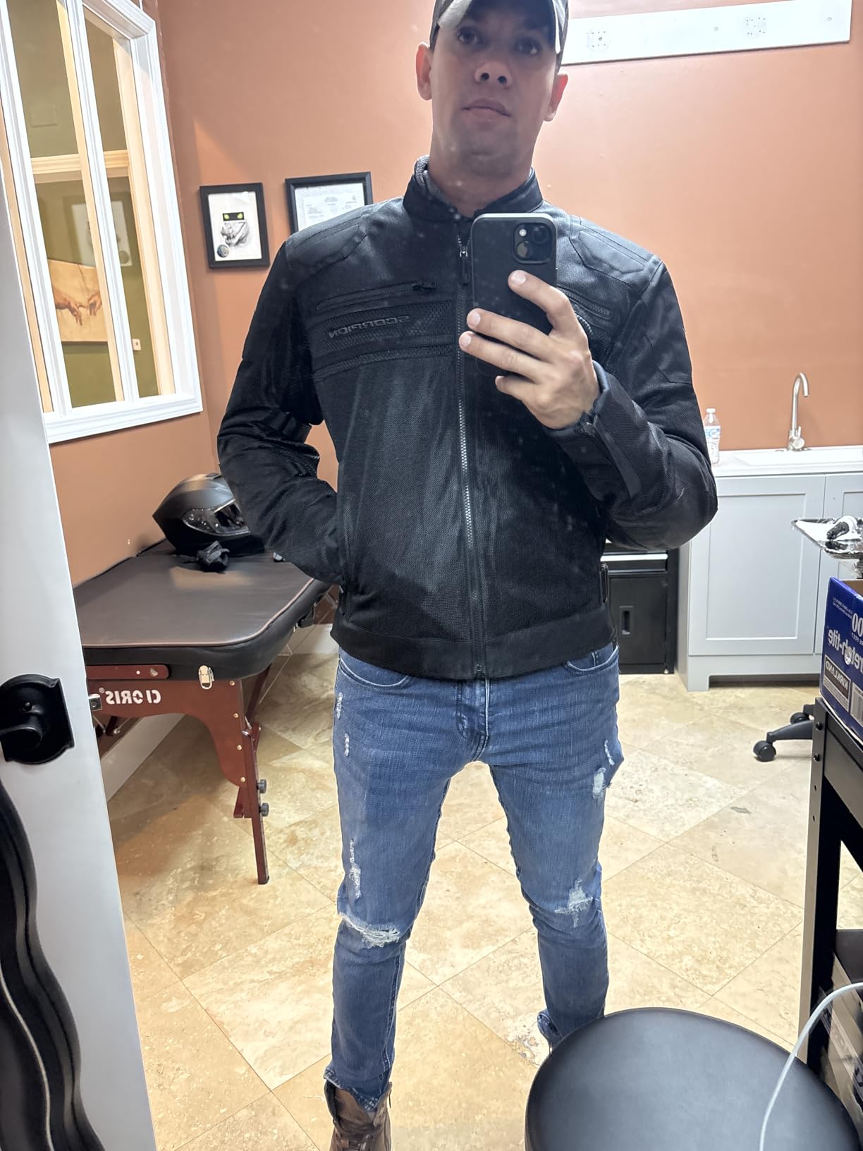 ScorpionEXO Vortex Air Men's Mesh Reflective Motorcycle Riding Jacket Abrasion Resistant with CE-Rated Armor (Dark Grey - Small) customer photo 2