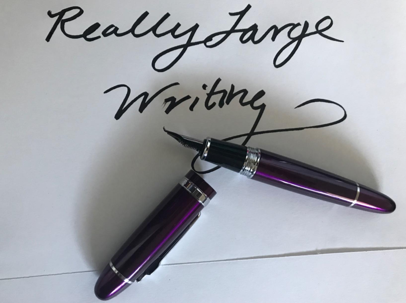 Jinhao 159 Fountain Pen, Fude Pen Bent Nib, Purple Lacquer Silver Trim Big Heavy Pen with and Ink Converter customer photo 2