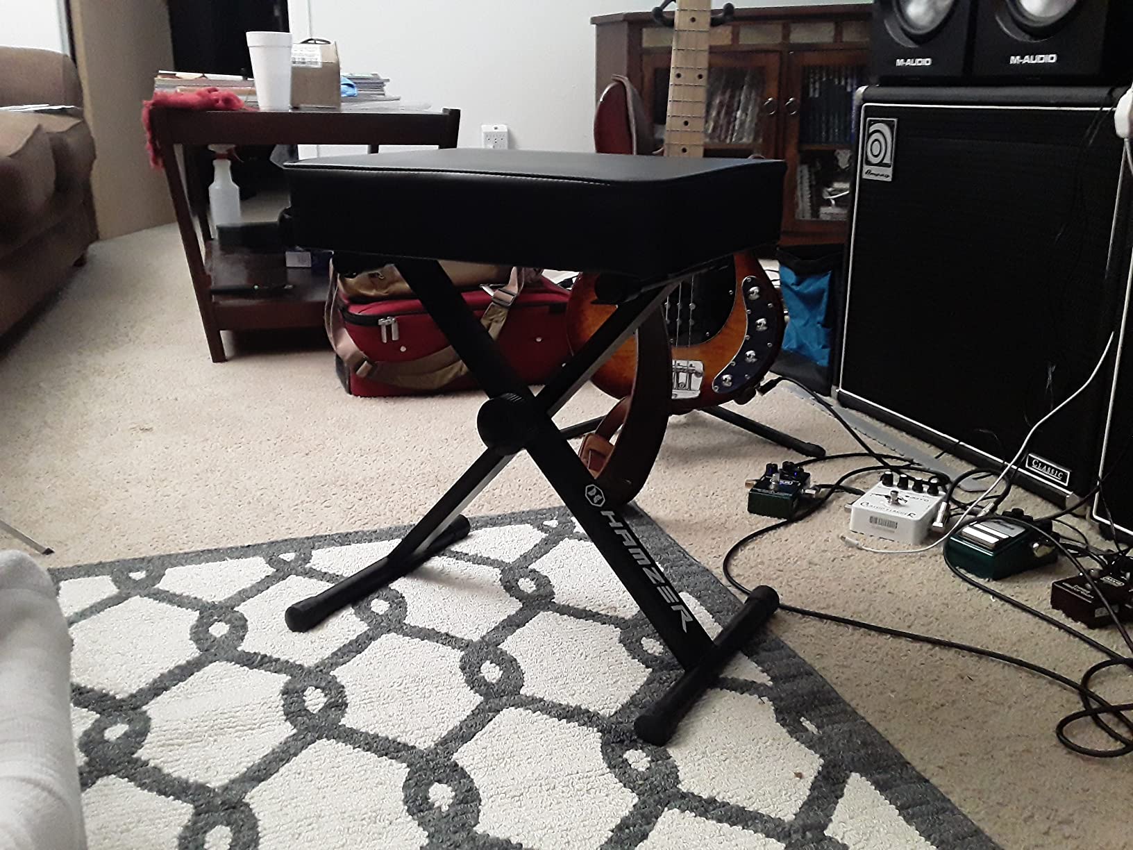 Hamzer Adjustable Padded Keyboard Bench, Heavy-Duty Foldable and Portable X-Style Stool Piano Seat with Cushion, Black customer photo 1