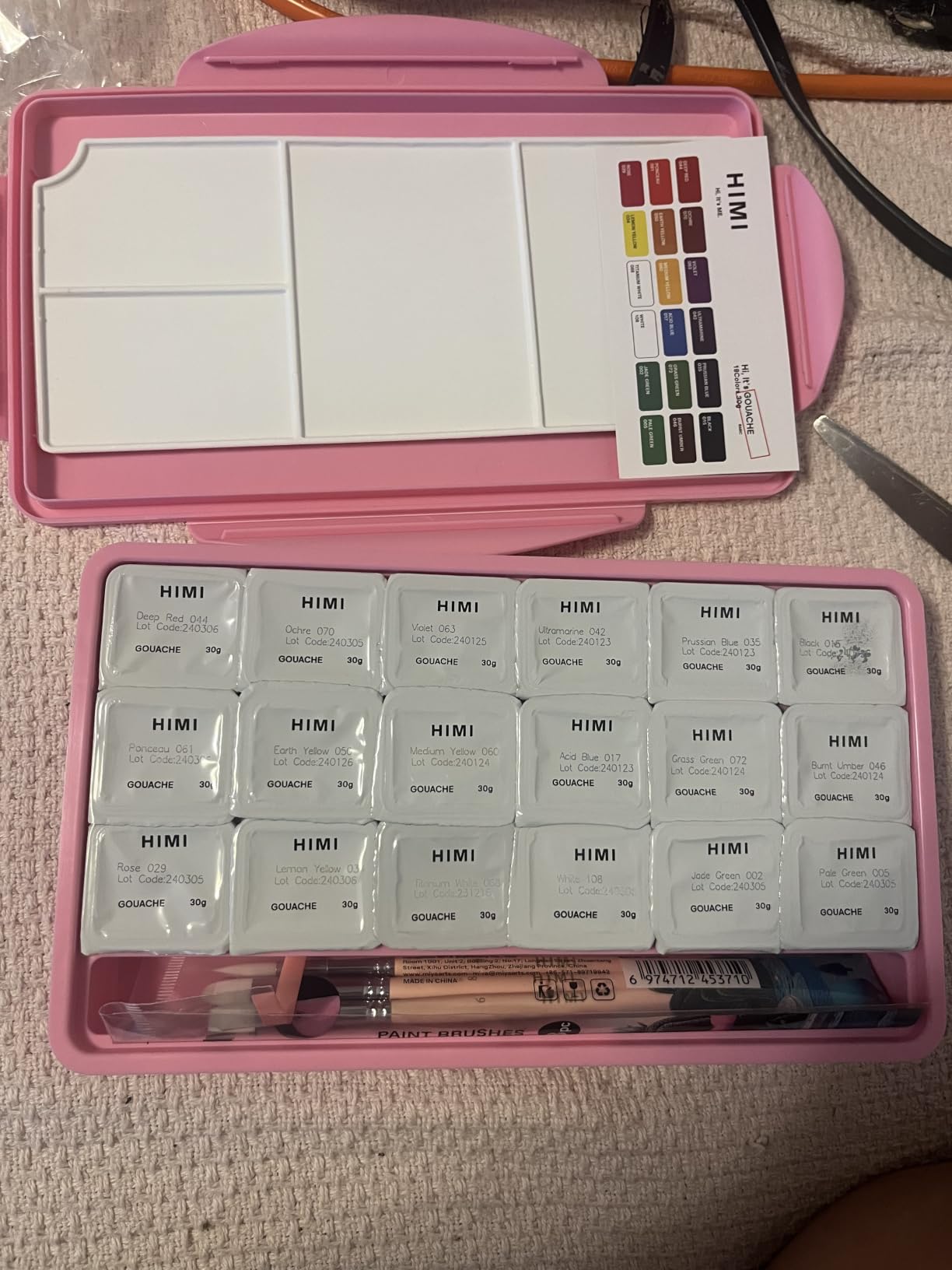 HIMI Gouache Paints Set, 18 Colors, 30g, jelly gouache paint set, Non Toxic Paint for Canvas and Paper, Art Supplies for Professionals, and More (Green Case customer photo 2